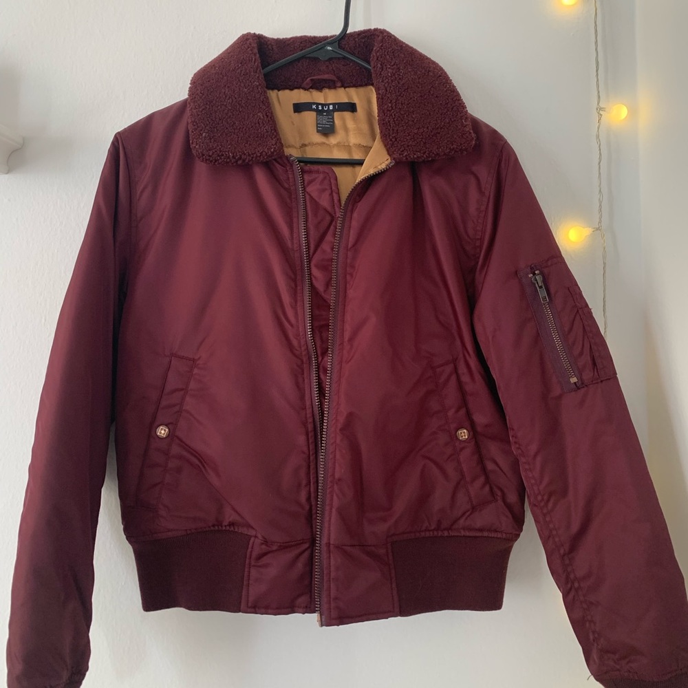 Ksubi bomber jacket with shearling collar